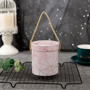 UV Coating Marble Carry-On Bucket Flower Box With Your Own Logo For Other Gift