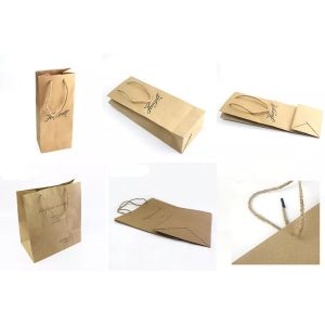 OEM 20x25x10cm Personalized Paper Garment Bags With Satin Ribbon