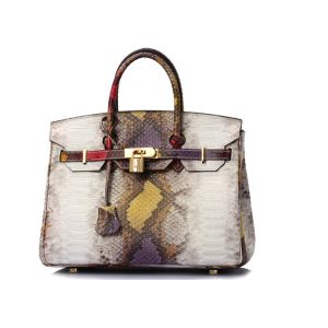 Platinum Sloping Across Single Shoulder Bag Snake Pattern Cow Leather