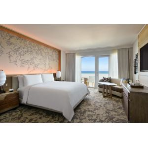 China DA LAT five star hotel interior furniture of King bed with nightstand and fabric sofa chaise lounge on sale