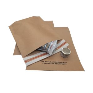 370x450mm Biodegradable Paper Bags 80mm Flap Recycled Kraft Paper Bags