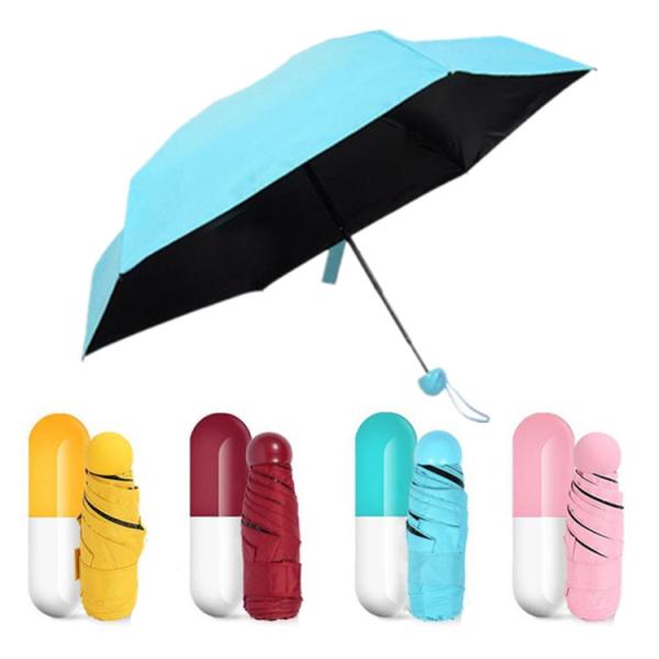 Buy Durable 6 Panels Black Vinyl Coated Mini Folding Umbrella Anti Uv With Case at wholesale prices