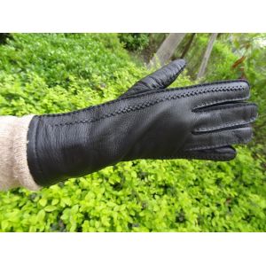 women winter warm deer leather gloves
