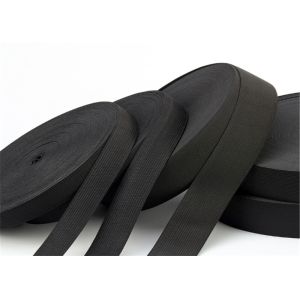 Black Flat Elastic Band / Elastic Webbing Straps For Hem Of Garment
