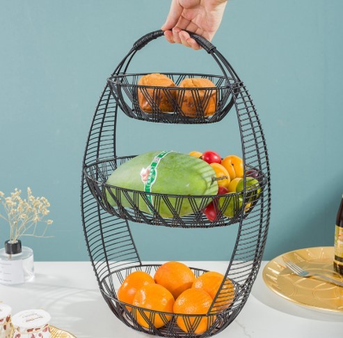 Buy Chrome Plating 47.5cm Height 3 Tier Wire Vegetable Rack at wholesale prices