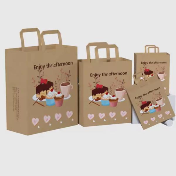 Custom Logo European Style Tote Gift Paper Bag With Handle Paper Food Shopping Bags Luxury