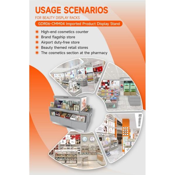 GDR06-CMM04 Skincare Display Stand with 40mm Soft Film Light Box and 5mm Gray Glass for Luxury Retail