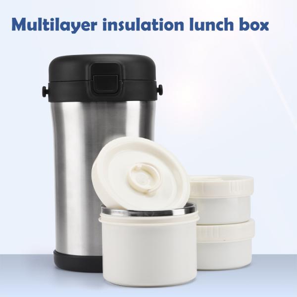 Soup Thermos Wide Mouth 67oz 3 Tier Large Food Thermos Jar Food Flask for Hot Food with Handle