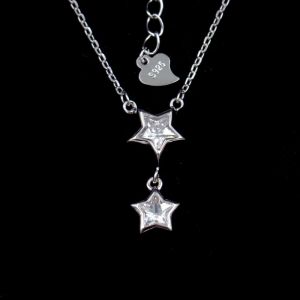 Engagement Silver Butterfly Necklace / CZ Stone Anniversary Gift Necklace