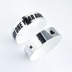 Add Logo Text Holographic Laser Wristbands Glitter Style for Adults and Kids at