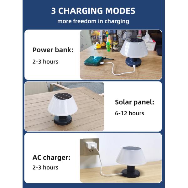 Rechargeable Powered Solar Table Lamp Light Outdoor Patio 4100K IP55