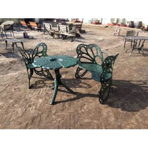 Outside Wrought Iron Table And Chairs Antique Green Butterfly Style