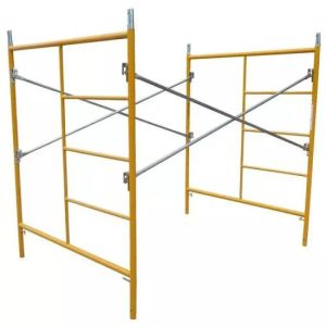 Yellow Powder Coated Q235 Steel Step Frame Scaffolding for Commercial Constructi