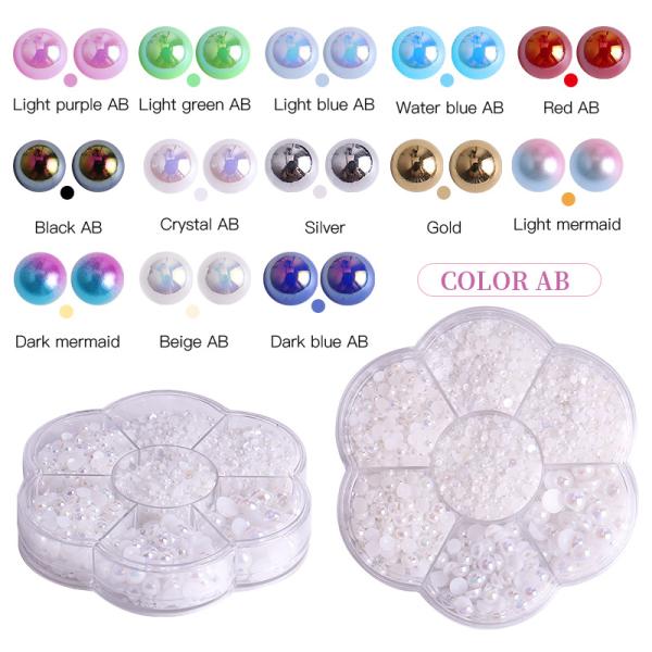 Resin Pearls Charms for Nails Salon Half Round Back Pearls Decoration Rhinestones Nail Art Charms Beads