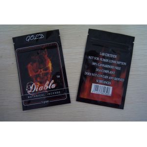 Custom PET / VMPET / PE 100 micron Herbal Incense Packaging