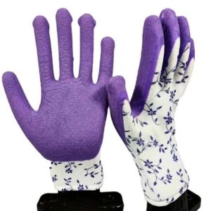 Gardening Soft Foam Latex Coating Gloves Purple Thermal Latex Coated Gloves