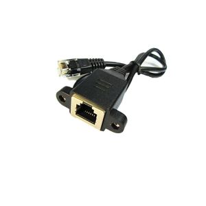 Male To Female RJ45 Extension Cable With Panel Mount
