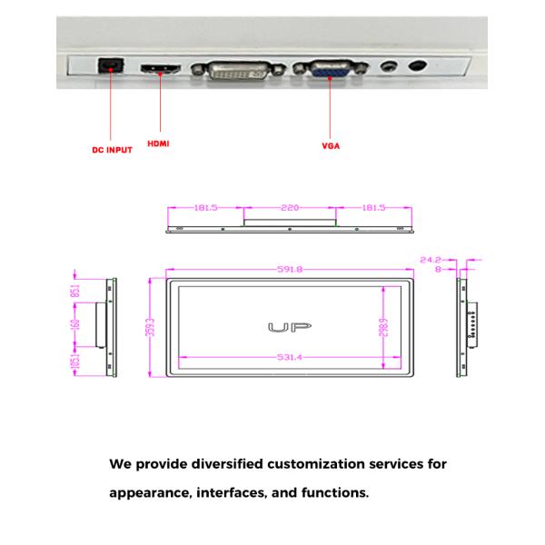 24 Inch Industrial Touch Screen Computer Glare Resistant 450cd/M2 High Brightness