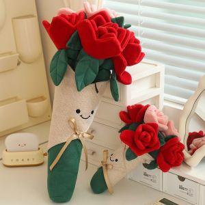 Quality Pink Rose Couple Festival Birthday Gifts for Girls Wholesale Rose Artificial Flower Bouquet for sale