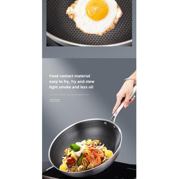 High Capacity Honeycomb Kitchen Frypan Non Stick Stainless Steel With Lid
