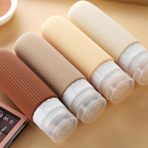 Cream White Toiletry Silicone Travel Bottles Refillable 3oz