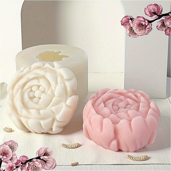 2-Pack Peony Silicone Molds for Candles Soap Resin Christmas White
