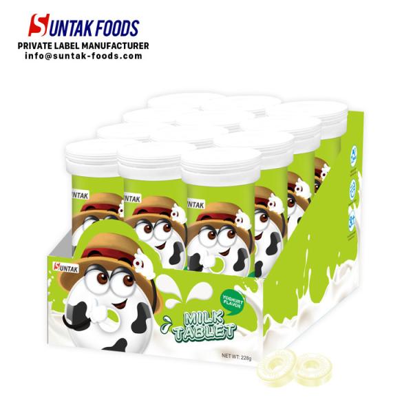 Private label good tasty milk tablet for your children(Milk flavor,youghurt flavor,strawberry flavor)