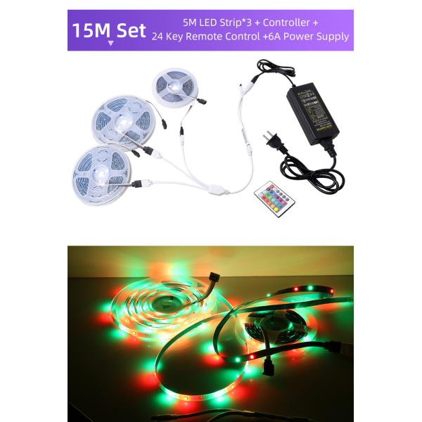 DIY 50 Feet LED Strip Lights , SMD5050 Smart Bluetooth LED Strip Lights