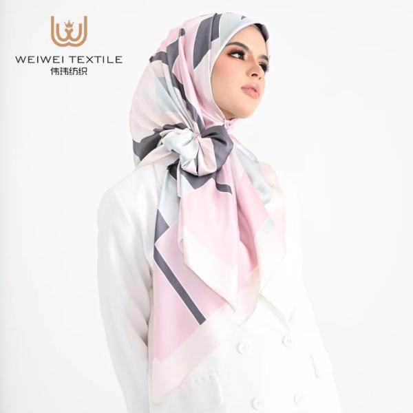 New Designed Printed Floral Women's Tudung musulman islamic Available Malaysia Spring Satin Silk Hijab Scarf
