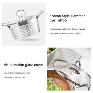 Silver Kitchen Sauce Pans Stainless Steel 304 With Glass Lid