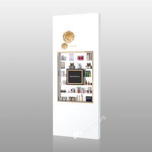China TJiS-B5 Milky-White Acrylic Light Box Skincare Display Cabinet with Transparent Shelves on sale