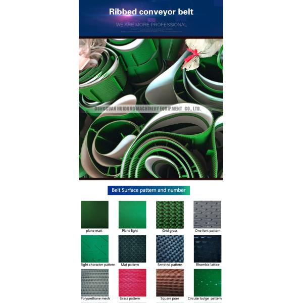 Green Rubber Conveyor Belt PVC Pattern Conveyor Belt Ribbed Custom Design