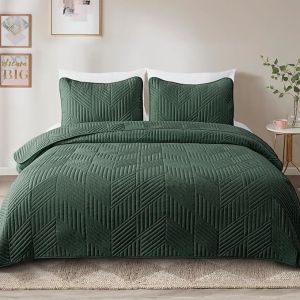 China 3 Pieces Ultrasonic Quilt Bedding Set, Soft Modern Geometric Coverlet Set for All Seasons on sale