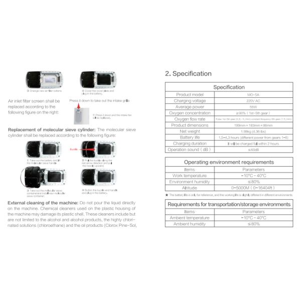5L Lightweight Compact Portable Oxygen Concentrator 1 - 5 Gear