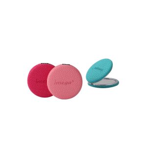 PU Cosmetic Pocket Mirror Foldable 72mm Thickness Weave Pattern