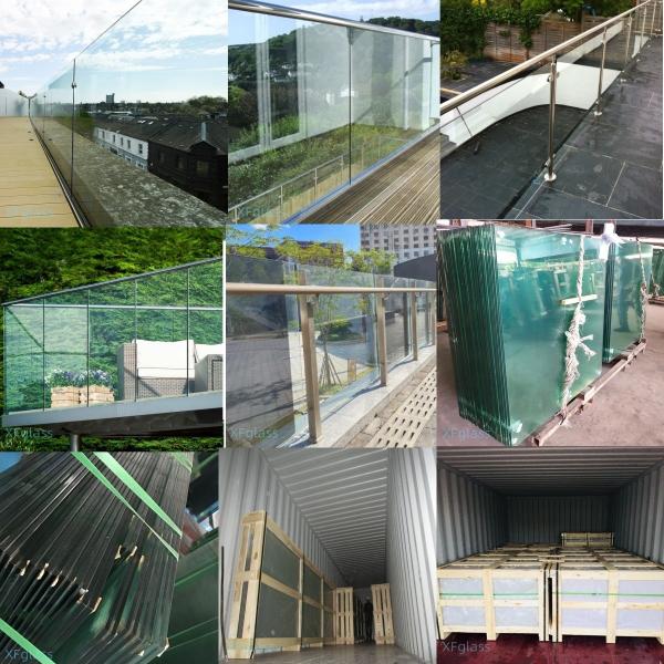 Balcony Frameless Glass Railing Balcony Flat / Curved Laminated Glass Balustrade Railing Size Customized Stair Glass Balustrade