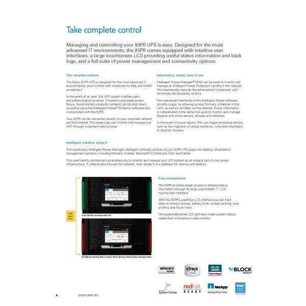 Eaton 93PR 250KVA 250kw 1200KVA 1200kw 400v Modular Online UPS with ABM Management