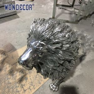 Quality Modern large outdoor cast animal lion stainless steel sculpture for sale