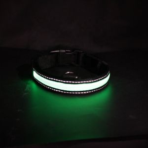 Custom USB LED Dog Collar Nylon Print Adjustable Reflective Rechargeable