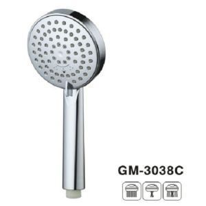 Smoothy Rotation Thumb Tab Polished Hand Round Chrome Shower Head Three Function