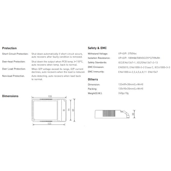 Multi - Current Triac Dimming Driver , 500mA - 1750mA CC 50w Led Driver
