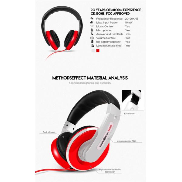 ABS Heavy Bass Wired Earphones 1.2m Over Ear Headphones With Mic Wired