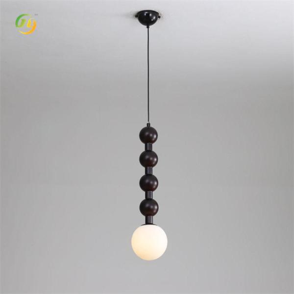 Modern Bedroom Lighting Glass And Wood Single Head Pendant Light
