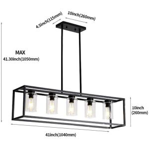 American rectangular wrought iron chandelier dining room kitchen bar glass