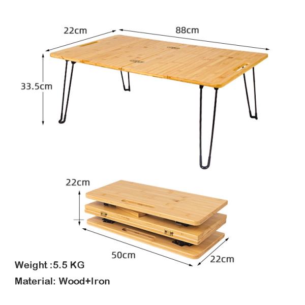 Park Outdoor Picnic Barbecue Bamboo Wooden Board Mdf Small Portable Folding Camping Table with Metal Leg