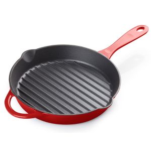 OEM Round Enameled Coated Cast Iron Skillet Withstand High Temperatures