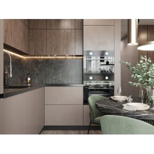 Fitted Pinkish Brown PET Kitchen Cabinets Modern Bespoke Kitchen Cabinets