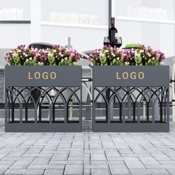 Creative hollow out flower pots large tall black planter box