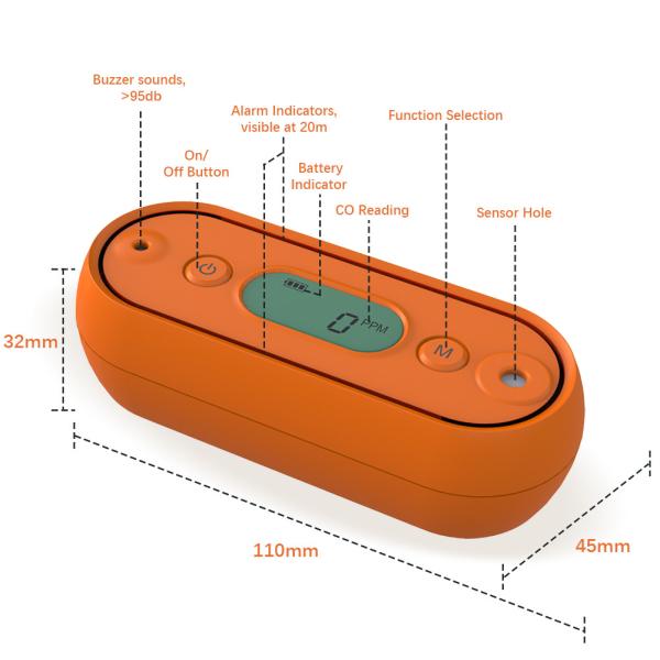 Buy Compact Portable Carbon Monoxide Alarm Detector With Digital Display 125g at wholesale prices