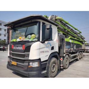 China 2021 Zoomlion 67m Concrete Pump Truck with Semi-Dry Shotcrete and Truck Mounted Mixer on sale